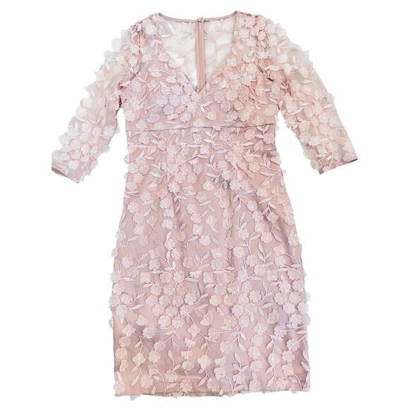Eliza J Blush Pink 3D Embroidered Floral Appliqué Sheath Dress size 8 - Picture 7 of 8